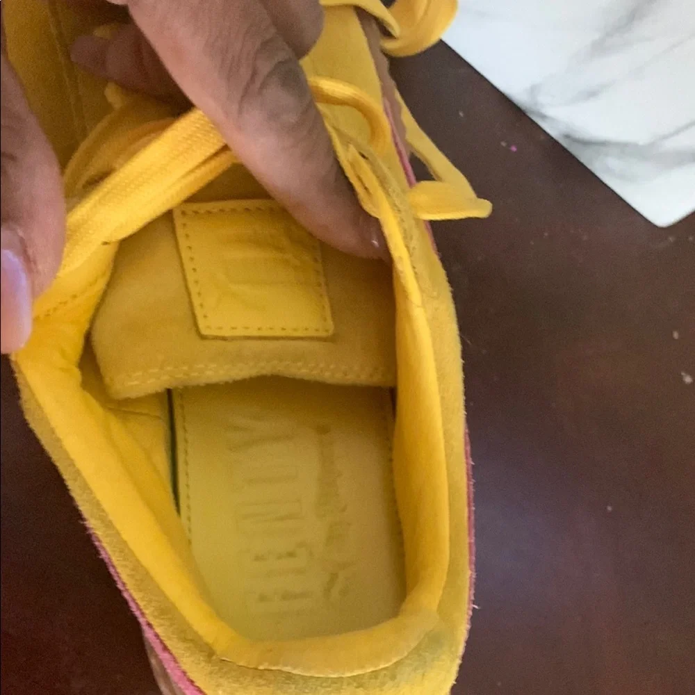 PUMA X Rihanna’s Fenty Yellow & Pink Suede Creapers Sneakers Vibrant Design EUC - Picture 10 of 11